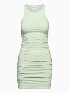 Aritzia TNA Chill Malibu Dress - Mint Green Cotton Jersey Ruched Bodycon Mini